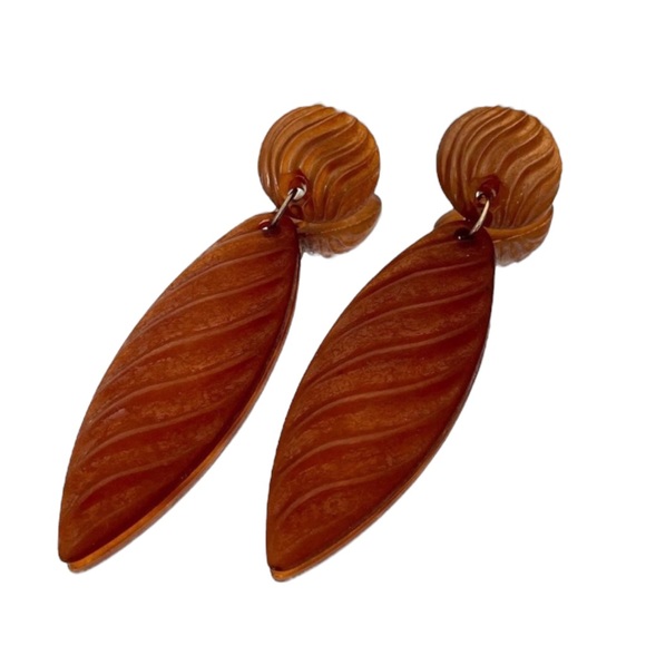 Amazing Vintage Brown Statement Earrings - Picture 2 of 8